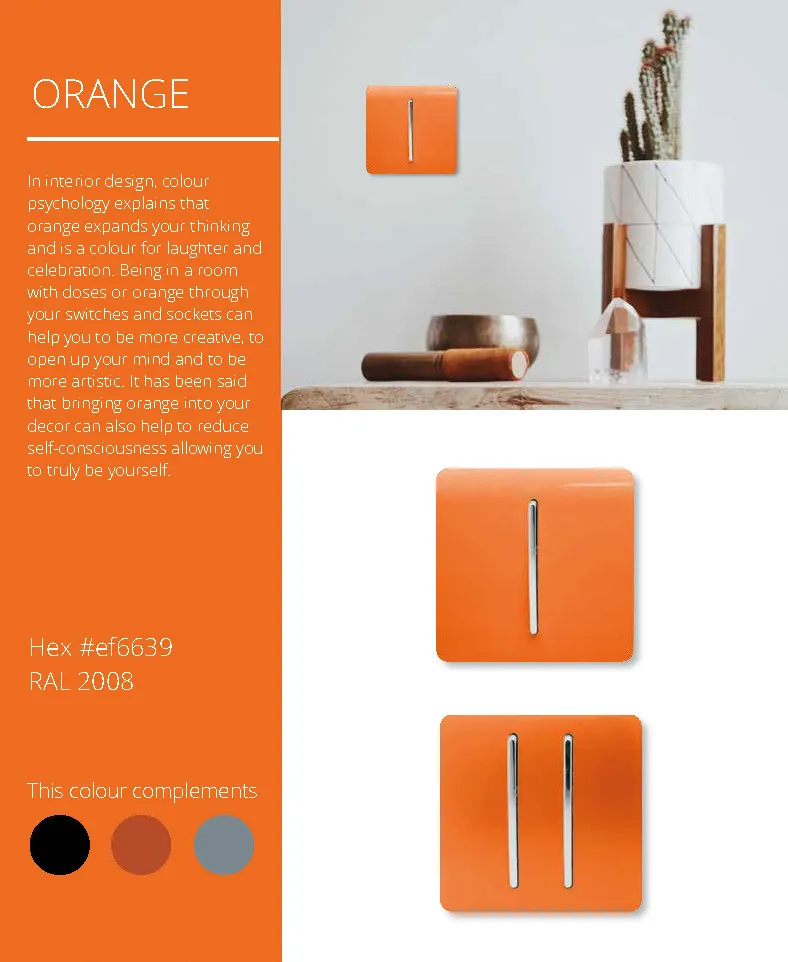2 Gang 13Amp Long Switched Double Socket Orange ART-SKT213LOR  Trendi Orange